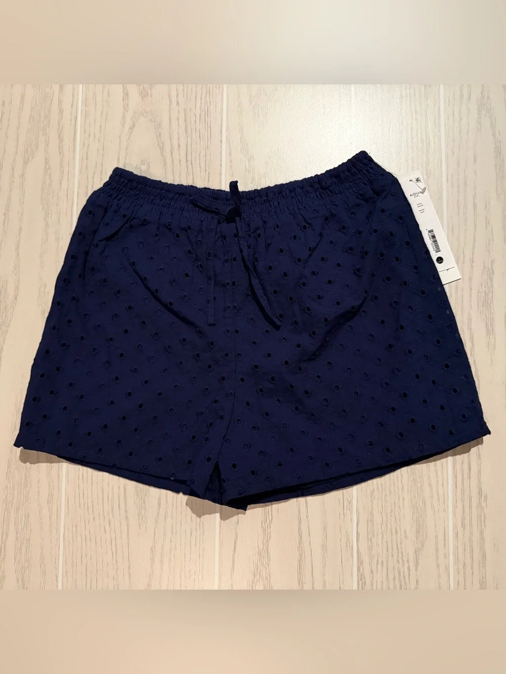 Aqua Girls Navy Eyelet Ruffle Top & Shorts Set L 10/12‎ NWT